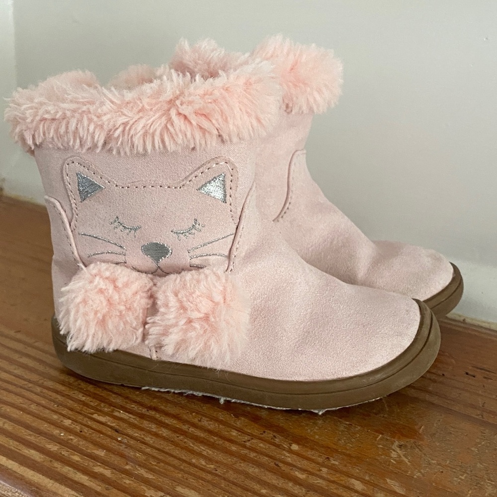 Pink Cat Face Toddler Boots